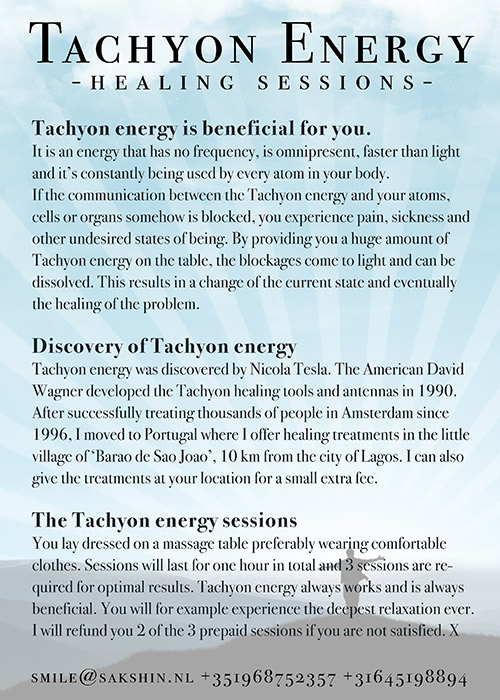 Tachyon energy flyer backside